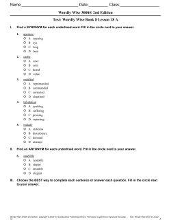 Wordly Wise 3000® 2nd Edition Test: Wordly Wise Book 8 Lesson