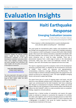 Evaluation Insights: Haiti Earthquake Response