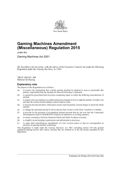 Gaming Machines Amendment (Miscellaneous