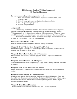 2012 Summer Reading/Writing Assignment