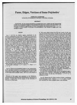 Faces, Edges, Vertices of Some Polyhedra