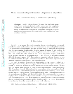 arXiv:math/0511674v1 [math.NT] 28 Nov 2005