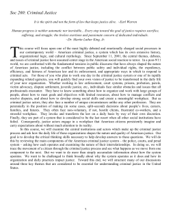 Soc 260: Criminal Justice - American Society of Criminology