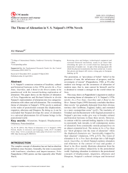 The Theme of Alienation in V. S. Naipaul`s 1970s Novels