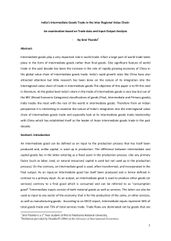 1 India`s Intermediate Goods Trade in the Inter Regional Value Chain