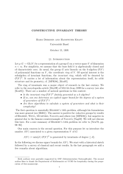 CONSTRUCTIVE INVARIANT THEORY Harm