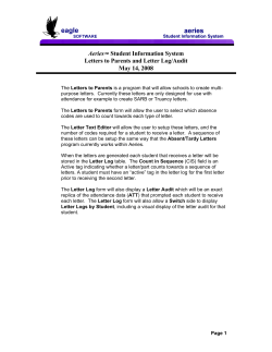 Letters to Parents and Letter Log