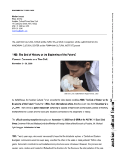 1989: The End of History or the Beginning of the Future?