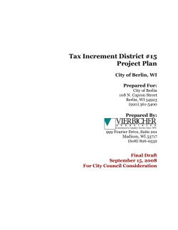 Tax Increment District #15 Project Plan