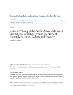 Japanese Whaling in the Pacific Ocean: Defiance of International