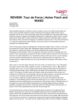 REVIEW: Tour de Force | Asher Fisch and WASO