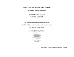 English II - Shore Regional High School