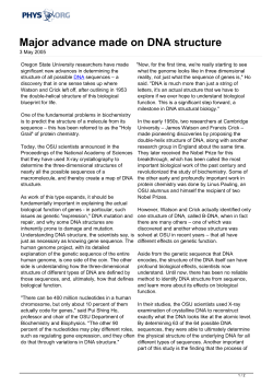 Major advance made on DNA structure