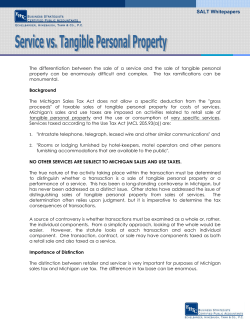 Service Vs. Tangible Personal Property