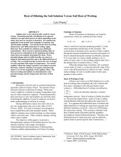 Heat of Diluting the Soil Solution Versus Soil Heat of
