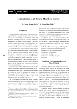 Confucianism and Mental Health in Korea*