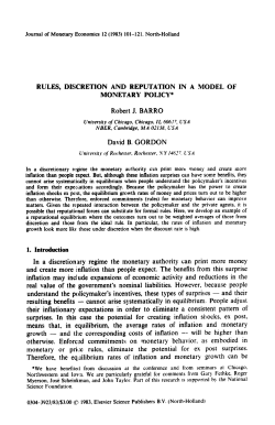 RULES, DISCRETION AND REPUTATION IN A MODEL OF
