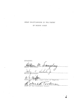 HUMAN RELATIONSHIPS IN THE POETRY OF ROBERT FROST