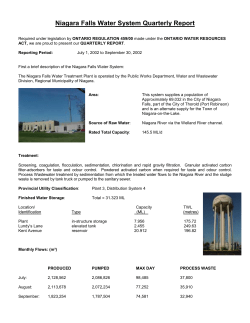 Niagara Falls Water System Quarterly Report