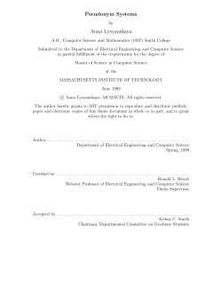 Pseudonym Systems Anna Lysyanskaya