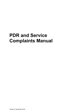 PDR and Service Complaints Manual