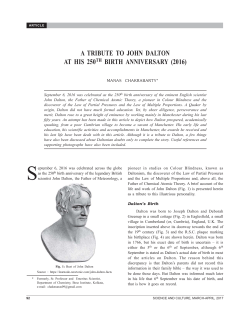 A Tribute to John Dalton at His 250th Birth