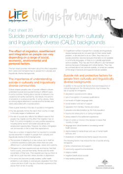 Suicide prevention and people from culturally and linguistically diverse