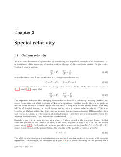 Chapter 2: Special relativity