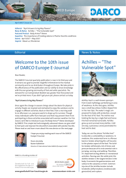 Welcome to the 10th issue of DARCO Europe E