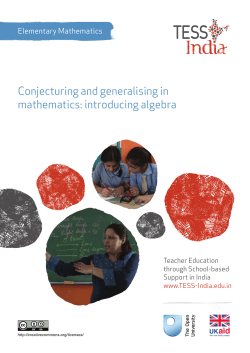 Conjecturing and generalising in mathematics: introducing algebra