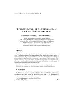 intensification of zinc dissolution process in sulphuric acid