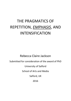 THE PRAGMATICS OF REPETITION, EMPHASIS, AND