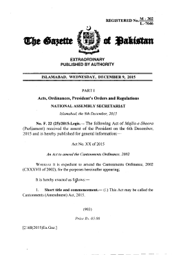 The Cantonments (Amendment) Act, 2015