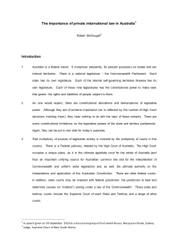 The importance of private international law in Australia
