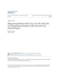 Being Somali Bantu in the City: A Look at the Life of a Somali Bantu