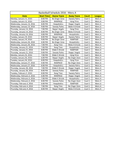 Basketball Schedule 2016