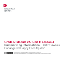Grade 5: Module 2A: Unit 1: Lesson 4 Summarizing
