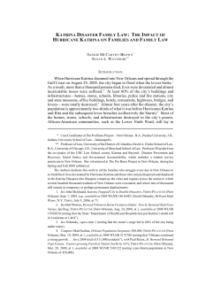 KATRINA DISASTER FAMILY LAW: THE IMPACT OF HURRICANE