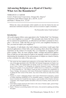 Advancing Religion as a Head of Charity: What