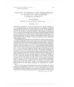 salinity tolerance and permeability to water of the starfish