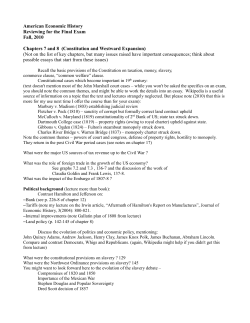 American Economic History Reviewing for the Final Exam Fall, 2010