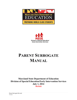 Parent Surrogate Manual - Maryland State Department of Education