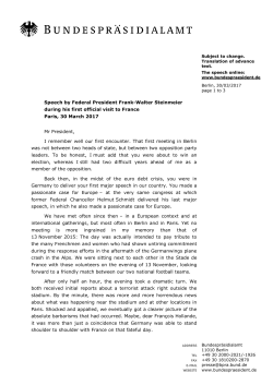 Speech by Federal President Frank-Walter Steinmeier during his