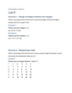 Exercise 1 &ndash; Range of integers between two integers Exercise 2