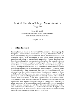 Lexical Plurals in Telugu: Mass Nouns in Disguise