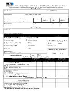 NAIC CE Reciprocity Form