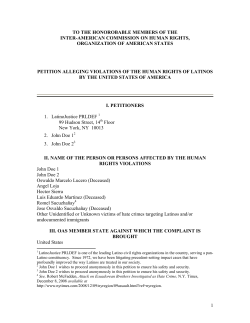 Petition Alleging Violations Of The Human Rights Of