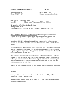 American Legal History Section 419 Fall 2015 Professor Meyerson