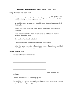 Chapter 17: Nonrenewable Energy Lecture Guide, Day 1