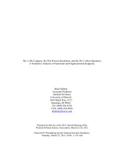The 112th Congress, the War Powers Resolution, and the 2011